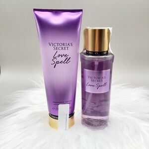 Victoria's Secret Love Spell Lotion & Mist - Full Size Set - Purple, New